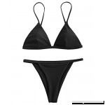 ZAFUL Sexy Brazilian Bikini Set Women's Wire Free High Leg Triangle Bralette Bikini Black B07CXX48ZW